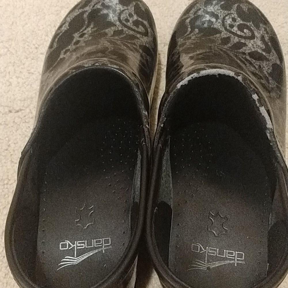 Dansko Black And Silver Floral Work Medical Profe… - image 4